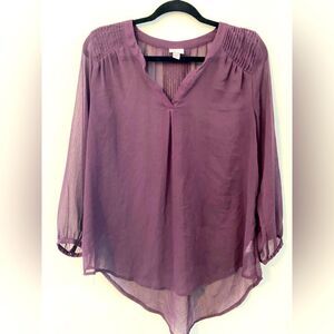 Merona, Sheer, Purple, Long Sleeve Tunic, Size XS